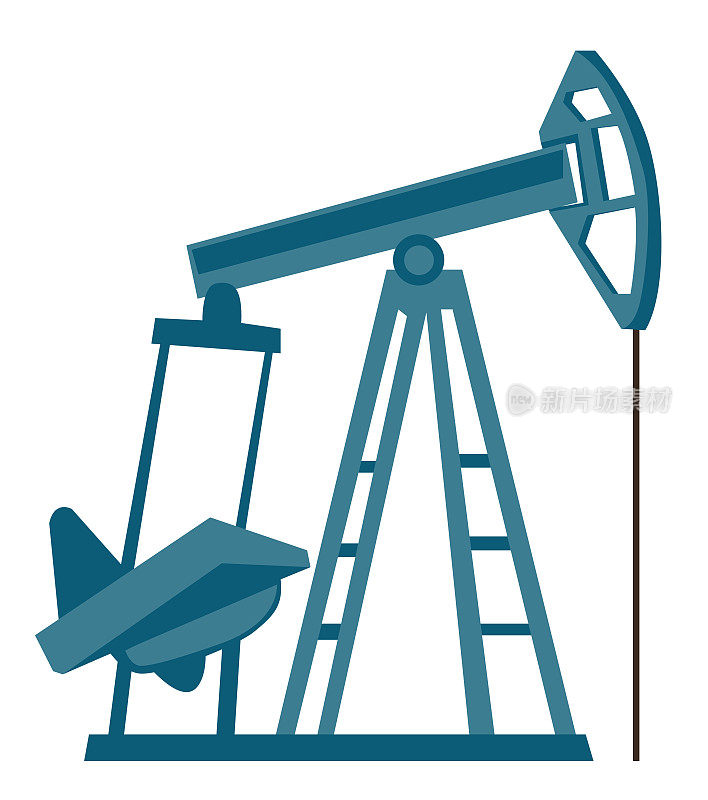 Oil pump jack vector cartoon illustration